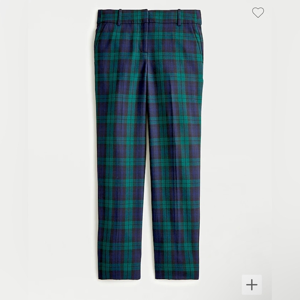 JCrew Cameron slim crop pant in Black Watch tartan stretch wool - Size 14